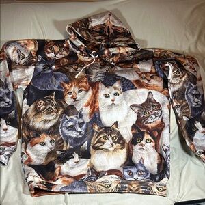 Cat Print Hoodie for Pet Lovers XL Adult